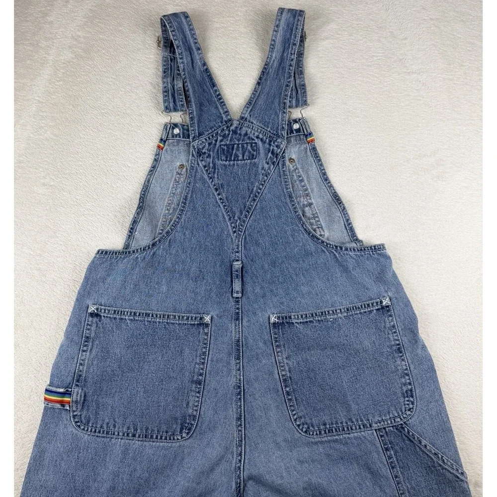 VTG 90's Retro Vasco Jeans‎ USA Women's Rainbow Carpenter Overalls Sz M PRIDE